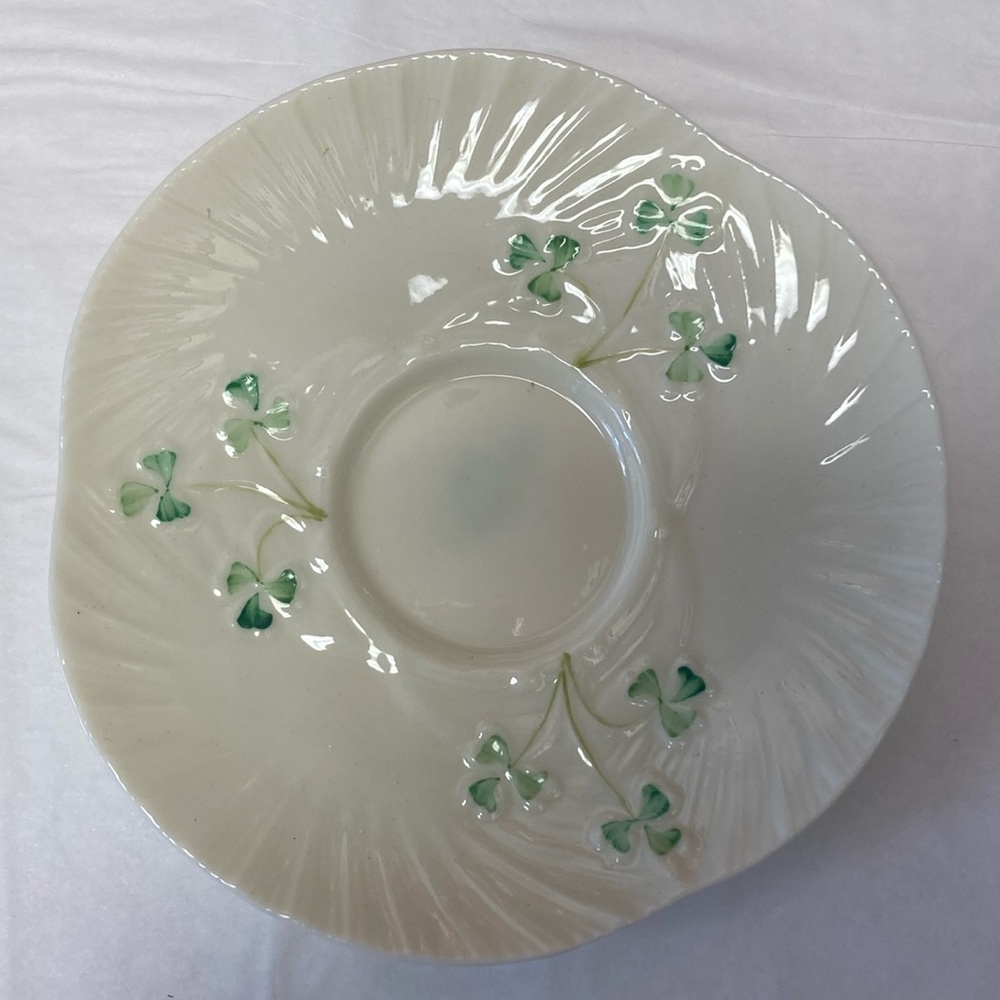 Belleek Harp Shamrock Saucer x 8